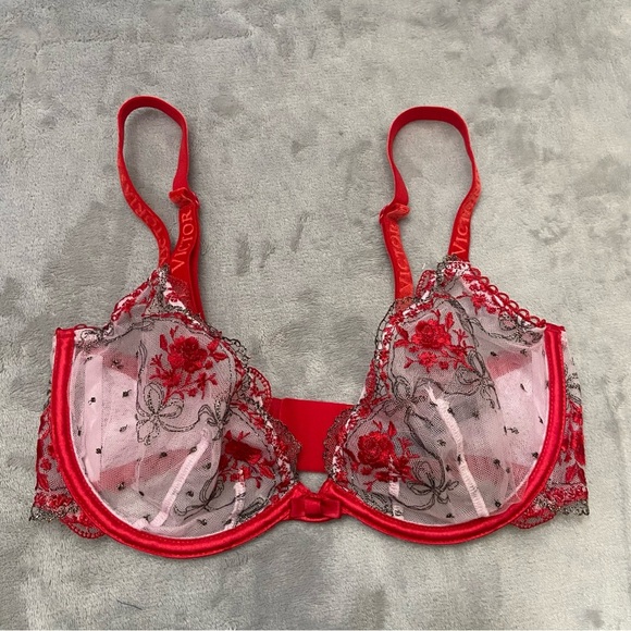 New! Victoria’s Secret floral embroidered low cut demi bra 4913 - Picture 7 of 8